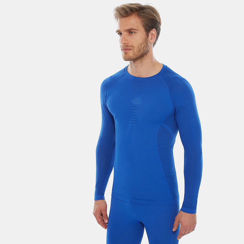 The North Face Long Sleeve Mens Australia - The North Face Active Long Sleeve Blue Skiing And Snowbo